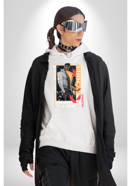 Phoenix Düellocu Karakter Kadın Erkek Baskılı Üç Iplik Beyaz Kapüşonlu Hodie Sweatshirt fırsatları