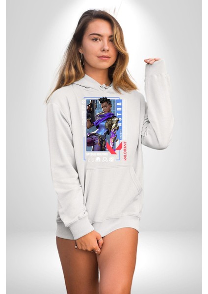 Astra Smoker Karakter Kadın Erkek Baskılı Üç Iplik Beyaz Kapüşonlu Hodie Sweatshirt fiyatları