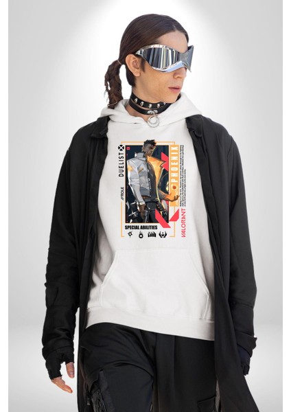 Phoenix Düellocu Karakter Kadın Erkek Baskılı Üç Iplik Beyaz Kapüşonlu Hodie Sweatshirt modelleri