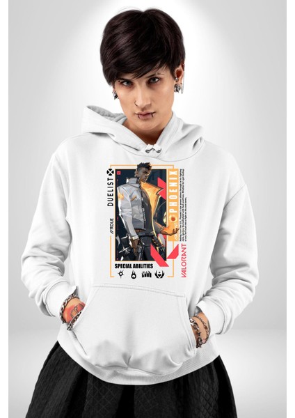 Phoenix Düellocu Karakter Kadın Erkek Baskılı Üç Iplik Beyaz Kapüşonlu Hodie Sweatshirt fırsatları