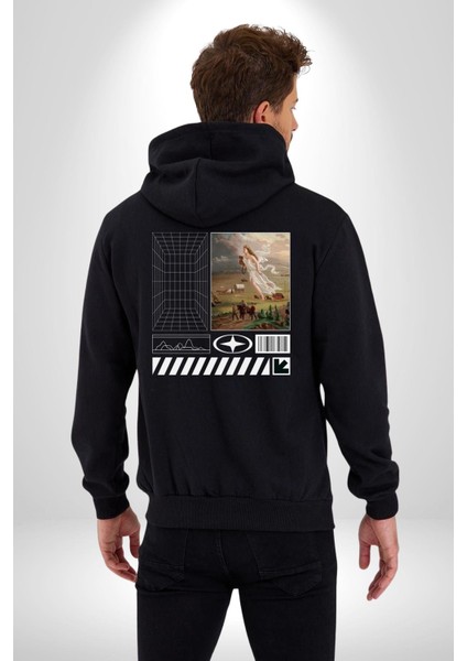 Orta Çağ Melekler ve Insanlar Kadın Erkek Baskılı Fermuarlı Kapüşonlu Hırka Sweatshirt indirimleri