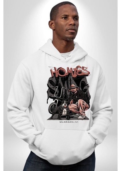 Yağmacı Kankalar Pitbul Kadın Erkek Baskılı Üç Iplik Beyaz Kapüşonlu Hodie Sweatshirt fiyatları