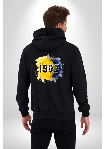 Sarı Lacivert Kuruluş Tarihi Şanlı Kadın Erkek Baskılı Fermuarlı Kapüşonlu Hırka Sweatshirt modelleri