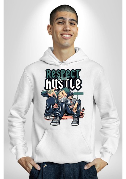 Koşuşturmaya Saygı Duy Kadın Erkek Baskılı Üç Iplik Beyaz Kapüşonlu Hodie Sweatshirt modelleri