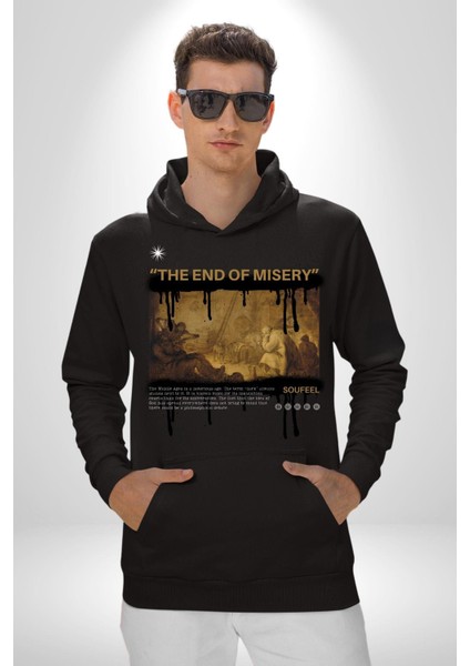 Sefaletin Sonu Orta Çağ Kadın Erkek Baskılı Üç Iplik Siyah Kapüşonlu Hodie Sweatshirt indirimleri