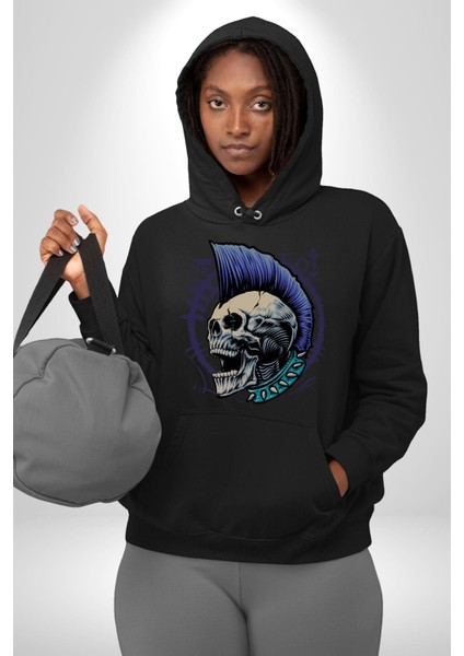 Kurukafa Çığlık Çivili Boyunluk Punk Kadın Erkek Baskılı Üç Iplik Siyah Kapüşonlu Hodie Sweatshirt fiyatları