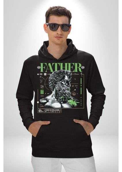 Yunan Tanrısı Poseidon Deniz Baba Kadın Erkek Baskılı Üç Iplik Siyah Kapüşonlu Hodie Sweatshirt fırsatları