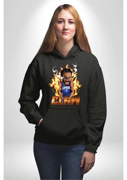 Kawhi Leonard Basketbol Yıldızı Kadın Erkek Baskılı Üç Iplik Siyah Kapüşonlu Hodie Sweatshirt fırsatları