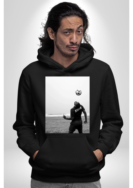Brezilya Tarzı Futbol Futbolcu Kadın Erkek Baskılı Üç Iplik Siyah Kapüşonlu Hodie Sweatshirt modelleri