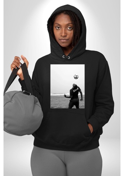 Brezilya Tarzı Futbol Futbolcu Kadın Erkek Baskılı Üç Iplik Siyah Kapüşonlu Hodie Sweatshirt fırsatları