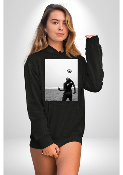 Brezilya Tarzı Futbol Futbolcu Kadın Erkek Baskılı Üç Iplik Siyah Kapüşonlu Hodie Sweatshirt indirimleri