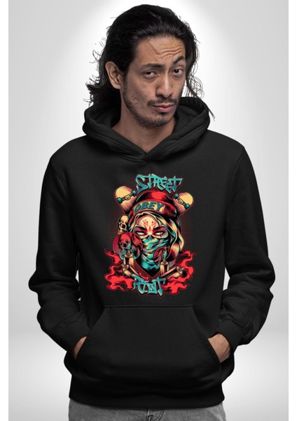 Sokak Tarzı Grafiti Kadın Kadın Erkek Baskılı Üç Iplik Siyah Kapüşonlu Hodie Sweatshirt fiyatları