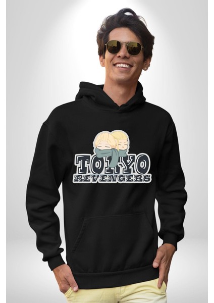 Tokyo Revengers Anime Karakterleri Kadın Erkek Baskılı Üç Iplik Siyah Kapüşonlu Hodie Sweatshirt modelleri