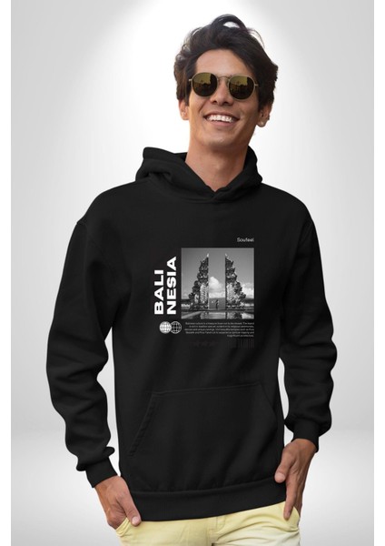 Bali Kültürü Yeni Tarz Kadın Erkek Baskılı Üç Iplik Siyah Kapüşonlu Hodie Sweatshirt indirimleri