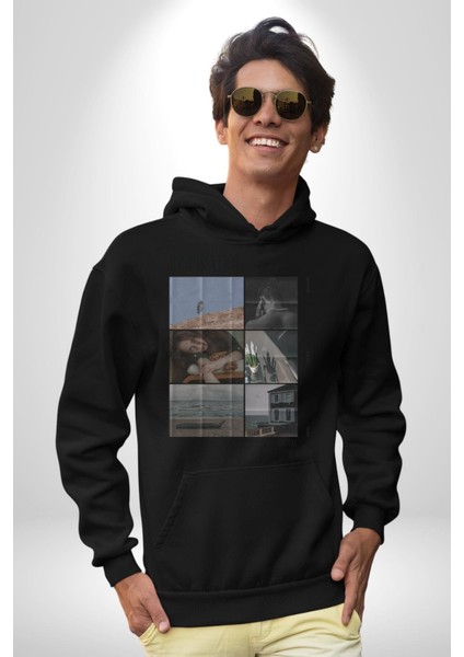 Yaz Zamanı Deniz Aşk Kadın Erkek Baskılı Üç Iplik Siyah Kapüşonlu Hodie Sweatshirt fiyatları