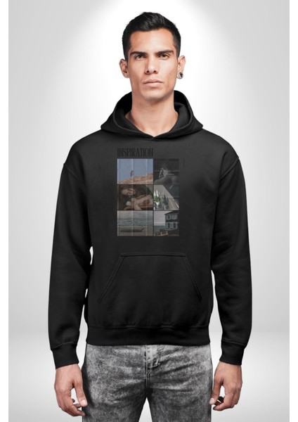 Yaz Zamanı Deniz Aşk Kadın Erkek Baskılı Üç Iplik Siyah Kapüşonlu Hodie Sweatshirt indirimleri