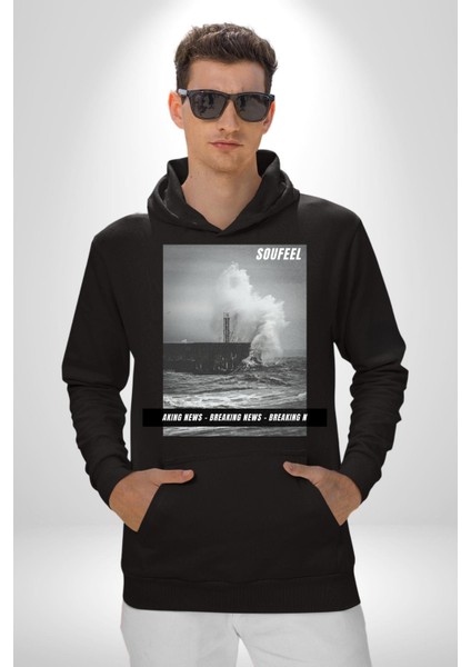 Denizkıran Gemi Haberleri Kadın Erkek Baskılı Üç Iplik Siyah Kapüşonlu Hodie Sweatshirt