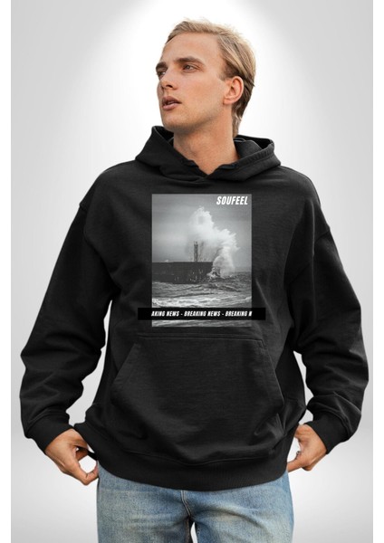 Denizkıran Gemi Haberleri Kadın Erkek Baskılı Üç Iplik Siyah Kapüşonlu Hodie Sweatshirt fırsatları