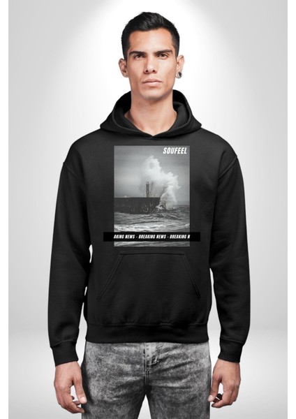 Denizkıran Gemi Haberleri Kadın Erkek Baskılı Üç Iplik Siyah Kapüşonlu Hodie Sweatshirt indirimleri