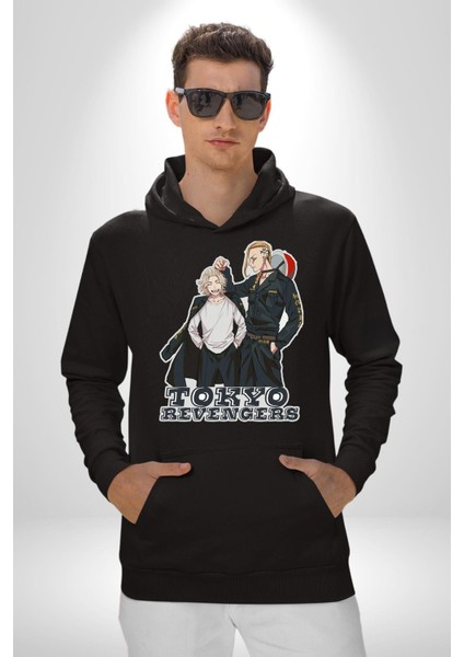 Tokyo Revengers Anime Kadın Erkek Baskılı Üç Iplik Siyah Kapüşonlu Hodie Sweatshirt modelleri