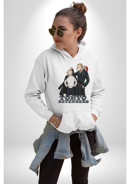 Tokyo Revengers Anime Kadın Erkek Baskılı Üç Iplik Beyaz Kapüşonlu Hodie Sweatshirt indirimleri