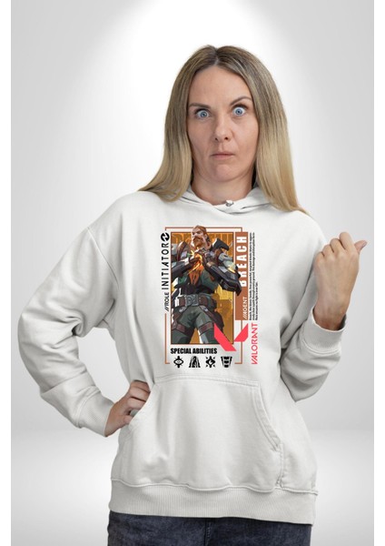 Breach Öncü Karakter Kadın Erkek Baskılı Üç Iplik Beyaz Kapüşonlu Hodie Sweatshirt modelleri