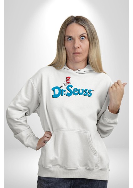 Dr.seuss Komik Şapka Logo Kadın Erkek Baskılı Üç Iplik Beyaz Kapüşonlu Hodie Sweatshirt indirimleri