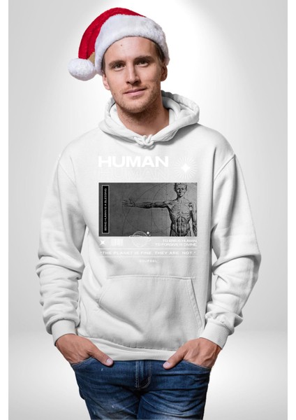 Gezegen Iyi Insanlar Değil Kadın Erkek Baskılı Üç Iplik Beyaz Kapüşonlu Hodie Sweatshirt fırsatları