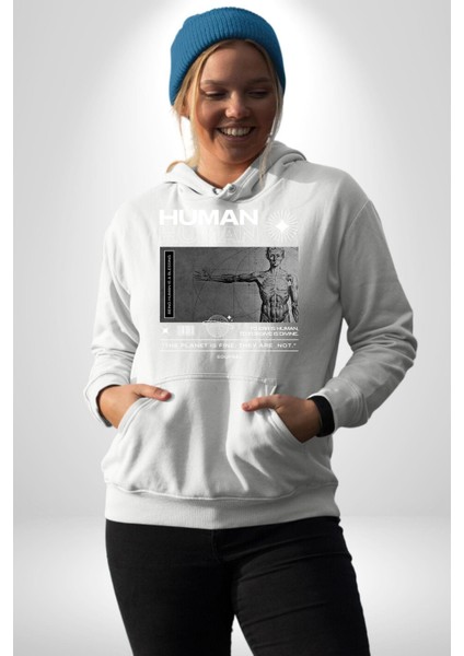 Gezegen Iyi Insanlar Değil Kadın Erkek Baskılı Üç Iplik Beyaz Kapüşonlu Hodie Sweatshirt indirimleri