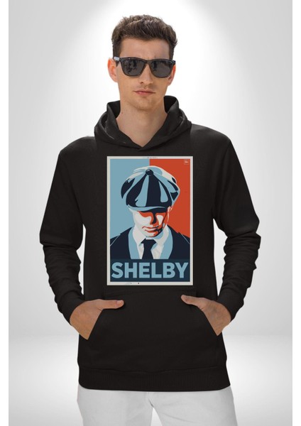 Shelby Peaky Blinders Dizi Karakteri Kadın Erkek Baskılı Üç Iplik Siyah Kapüşonlu Hodie Sweatshirt