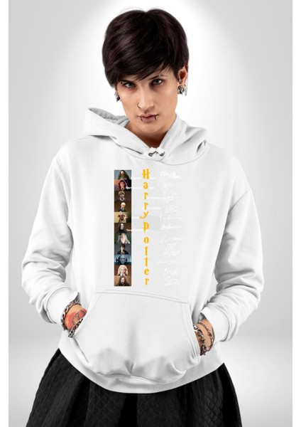 Efsane Film Serisi Ünlü Oyuncu Imzaları Kadın Erkek Baskılı Üç Iplik Beyaz Kapüşonlu Hodie Sweatshirt modelleri