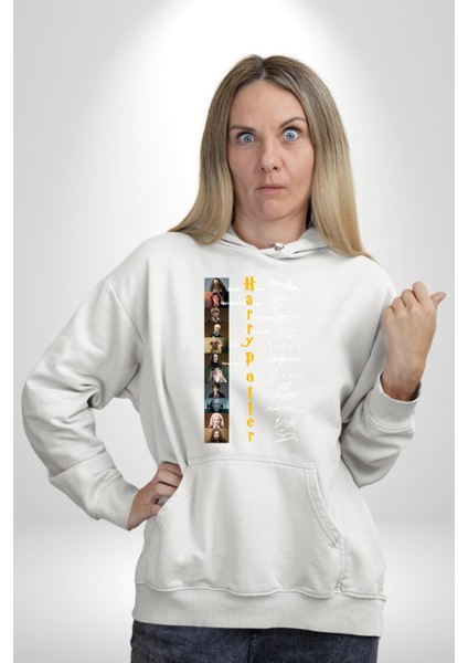 Efsane Film Serisi Ünlü Oyuncu Imzaları Kadın Erkek Baskılı Üç Iplik Beyaz Kapüşonlu Hodie Sweatshirt indirimleri