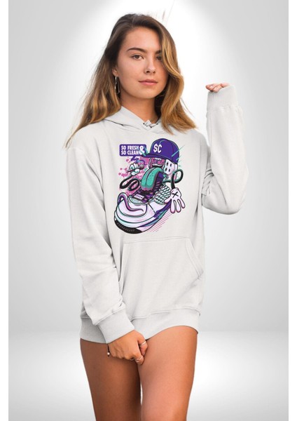 Çok Taze Çok Temiz Müzisyen Ayakkabı Kadın Erkek Baskılı Üç Iplik Beyaz Kapüşonlu Hodie Sweatshirt fiyatları