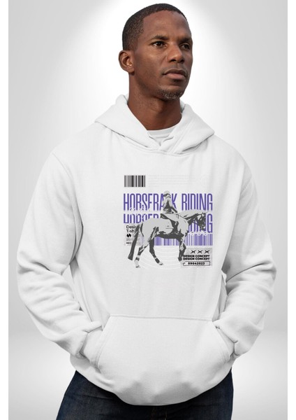 At Binme Sokak Tarzı Tasarım Kadın Erkek Baskılı Üç Iplik Beyaz Kapüşonlu Hodie Sweatshirt indirimleri