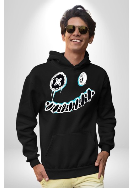 Korkunç Beyaz Hayalet Boncuk Gözlü Kadın Erkek Baskılı Üç Iplik Siyah Kapüşonlu Hodie Sweatshirt fiyatları