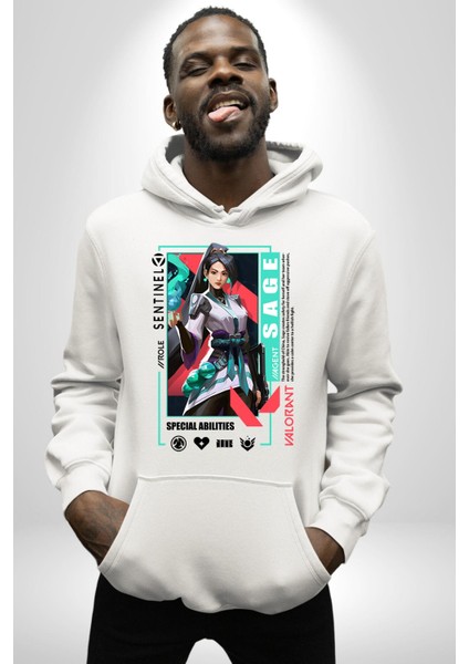 Sage Healer Karakter Kadın Erkek Baskılı Üç Iplik Beyaz Kapüşonlu Hodie Sweatshirt fırsatları