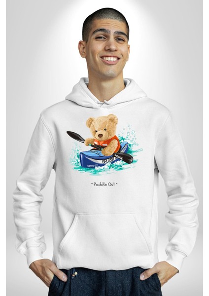 Kanocu Tatlı Oyuncak Ayı Kadın Erkek Baskılı Üç Iplik Beyaz Kapüşonlu Hodie Sweatshirt fiyatları