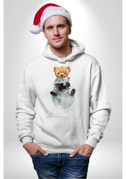 Benim Boşluğuma Ihtiyacım Var Oyuncak Ayı Kadın Erkek Baskılı Üç Iplik Beyaz Kapüşonlu Hodie Sweatshirt modelleri