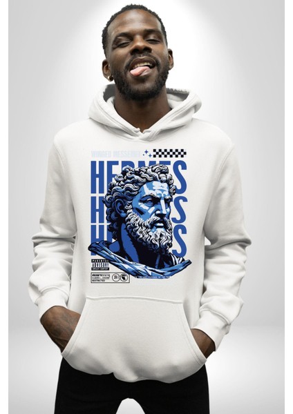 Yunan Tanrısı Yunan Efsanesi Kadın Erkek Baskılı Üç Iplik Beyaz Kapüşonlu Hodie Sweatshirt fiyatları