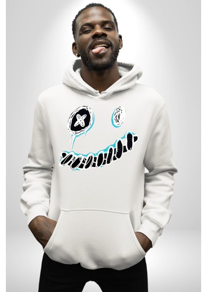 Korkunç Beyaz Hayalet Boncuk Gözlü Kadın Erkek Baskılı Üç Iplik Beyaz Kapüşonlu Hodie Sweatshirt fırsatları