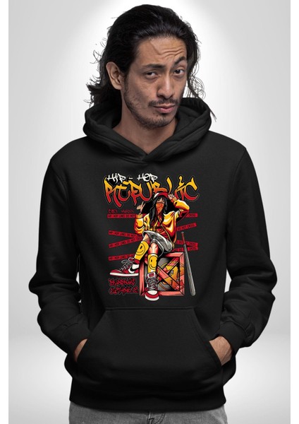 Hip Hop Kadın Baseball Sopalı Kadın Erkek Baskılı Üç Iplik Siyah Kapüşonlu Hodie Sweatshirt modelleri