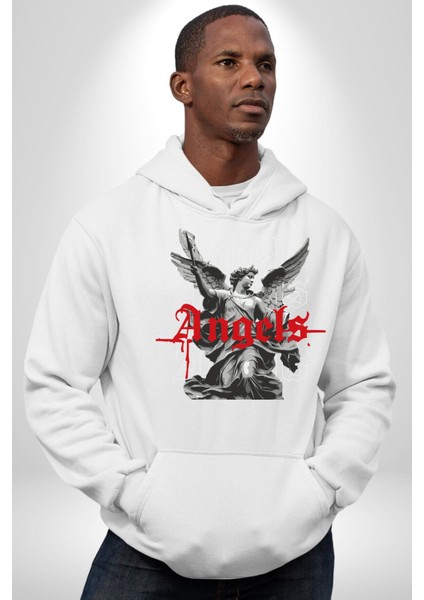 Antik Yunan Melekleri Kadın Erkek Baskılı Üç Iplik Beyaz Kapüşonlu Hodie Sweatshirt fiyatları