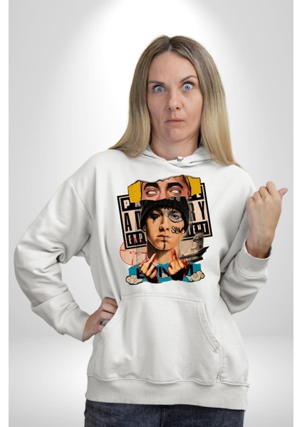Eminem Rap Tanrısı Kadın Erkek Baskılı Üç Iplik Beyaz Kapüşonlu Hodie Sweatshirt fiyatları