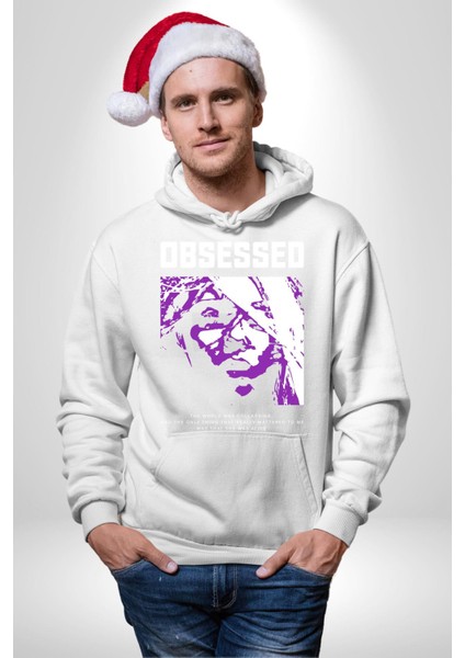 Takıntılı Havalı Kadın Kadın Erkek Baskılı Üç Iplik Beyaz Kapüşonlu Hodie Sweatshirt indirimleri