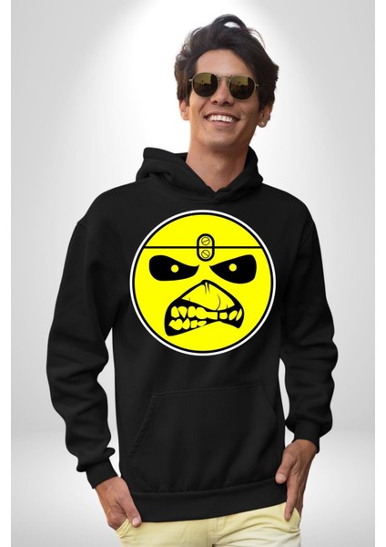 Korkutucu Yüz Ifadeli Seri Katil Kadın Erkek Baskılı Üç Iplik Siyah Kapüşonlu Hodie Sweatshirt modelleri