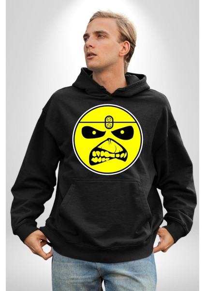 Korkutucu Yüz Ifadeli Seri Katil Kadın Erkek Baskılı Üç Iplik Siyah Kapüşonlu Hodie Sweatshirt indirimleri