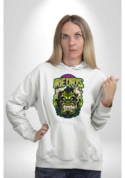 Zombi Dehşet Günleri Kadın Erkek Baskılı Üç Iplik Beyaz Kapüşonlu Hodie Sweatshirt modelleri