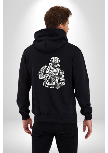 Star Wars Stormtrooper Kaligram Kadın Erkek Baskılı Fermuarlı Kapüşonlu Hırka Sweatshirt