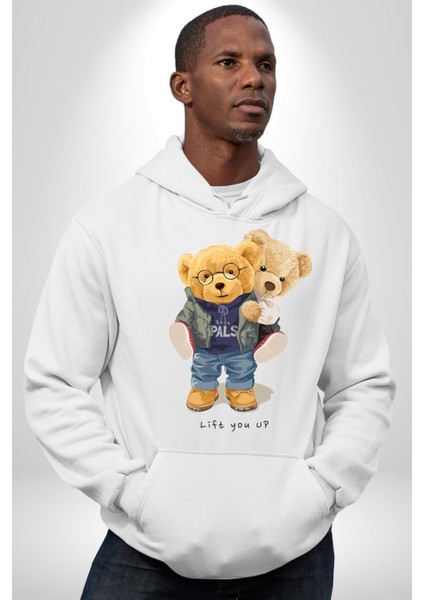 Tatlı Sevgililer Günü Oyuncak Ayı Kadın Erkek Baskılı Üç Iplik Beyaz Kapüşonlu Hodie Sweatshirt fiyatları