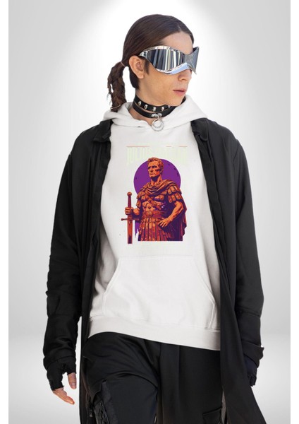 Julius Caesar Roma Diktatör Komutan Kadın Erkek Baskılı Üç Iplik Beyaz Kapüşonlu Hodie Sweatshirt fırsatları